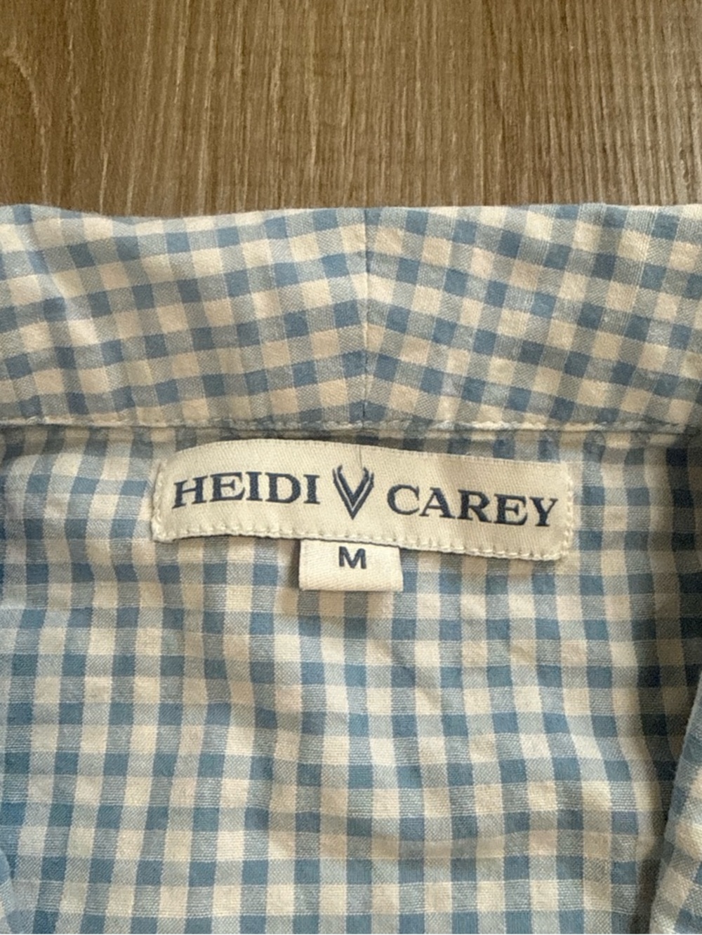 Heidi Carey 100% Cotton Gingham Scalloped Edges Pajama Top With Pockets Size M - Picture 3 of 12